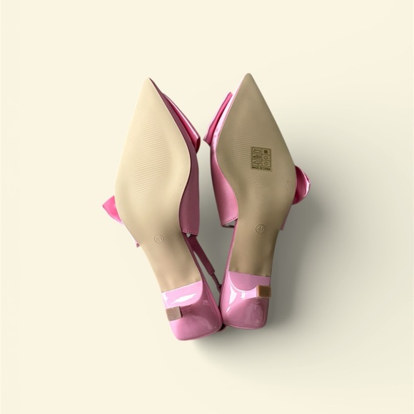 Silky Pink Bow Kitten Heel - Picture 3 of 3